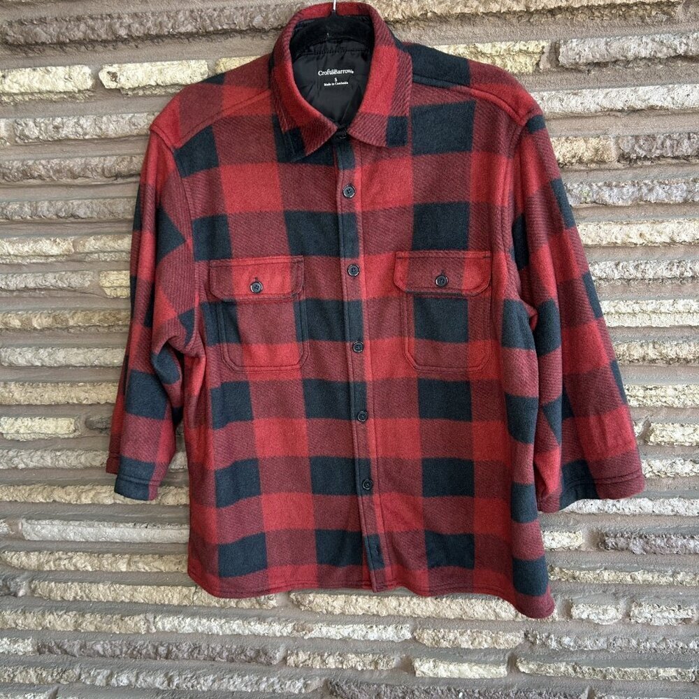 Croft And Barrow Buffalo Check Fleece Casual Shirt Black Red Size Small - Picture 6 of 7